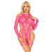 Бодістокінг Leg Avenue Fishnet Garter Harness and Teddy One Size Neon Pink