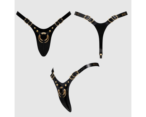 Трусики для страпона Strap-On-Me Leatherette Harness Fabulous - One Size - Black Glossy