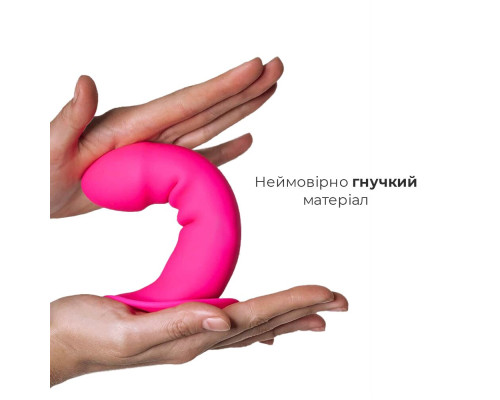 Дилдо з присоскою Adrien Lastic Hitsens 2 Pink, відмінно для страпона, макс. діам. 4см, довж. 16,7см