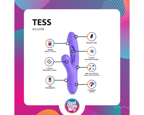 Вібратор-кролик із вагінальним відростком Good Vibes Only – Tess Rabbit Vibrator with G-Spot Stimulator