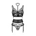 Комплект Obsessive Premisis Black 3-pcs crotchless set S/M