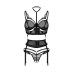 Комплект Obsessive Premisis Black 3-pcs crotchless set L/XL