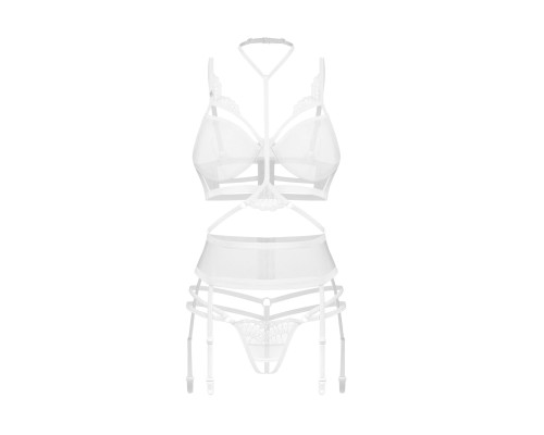 Комплект Obsessive Premisis White 3-pcs crotchless set L/XL