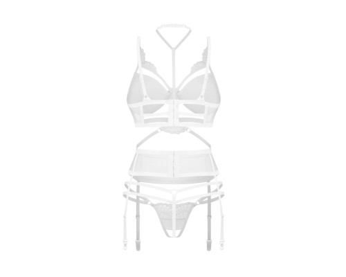 Комплект Obsessive Premisis White 3-pcs crotchless set L/XL