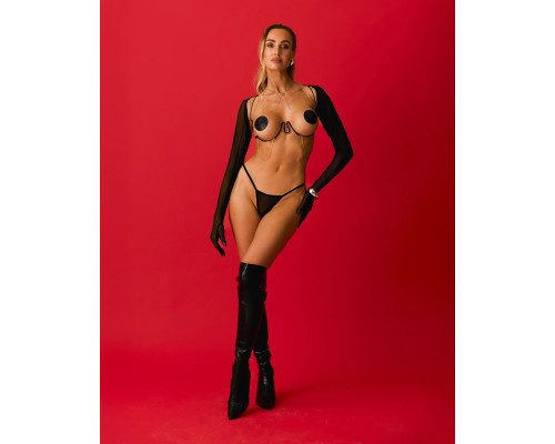 Прикраса на тіло Obsessive Lustique Black harness bra S/M/L