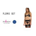Комплект білизни Passion Exclusive FLORIS SET XXL/XXXL, black, ліф, трусики, пояс для панчох