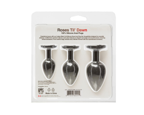 Набір силіконових анальних пробок BMS Roses Til’ Dawn Silicone Anal Plug Kit Starter Kit Black