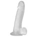 Прозорий фалоімітатор на присосці ADDICTION — Clear Dildo with Balls 8″, віброкуля в подарунок
