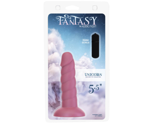 Фалоімітатор Fantasy by Addiction Unicorn Dildo 5.5” Pink, віброкуля в подарунок
