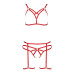 Комплект білизни Passion Exclusive MAGALI SET OpenBra XXL/XXXL, red, стрепи, ліф, трусики і пояс