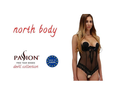 Боді з відкритими грудьми Passion Exclusive NORTH BODY L/XL, black