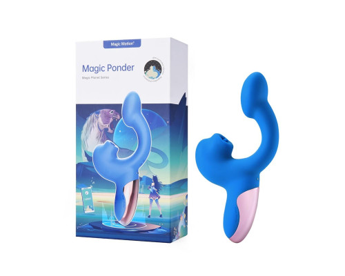 Смарт-вібратор Magic Motion Ponder Blue, подвійна стимуляція, віброяйце+язичок для клітора