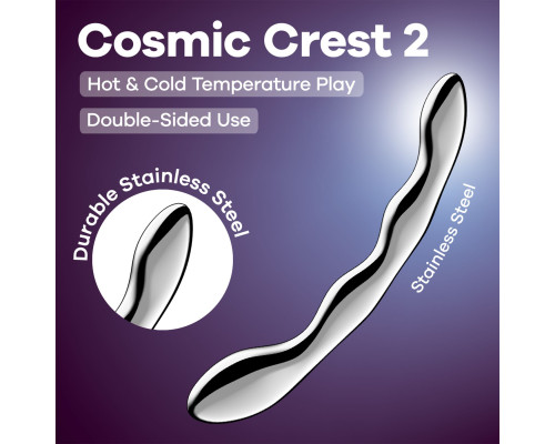 Металевий дилдо Satisfyer Cosmic Crest 2, двосторонній, можна нагрівати й охолоджувати