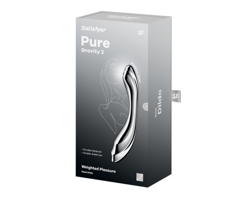 Металевий дилдо Satisfyer Pure Gravity 2, двосторонній, можна нагрівати й охолоджувати, дуже важкий
