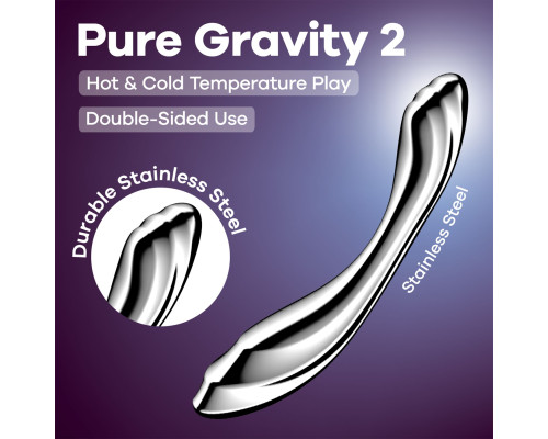 Металевий дилдо Satisfyer Pure Gravity 2, двосторонній, можна нагрівати й охолоджувати, дуже важкий