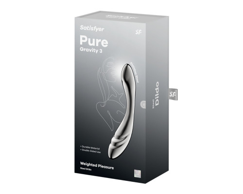 Металевий дилдо Satisfyer Pure Gravity 3, двосторонній, можна нагрівати й охолоджувати, дуже важкий