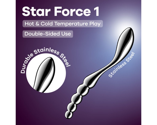 Металевий дилдо Satisfyer Star Force 1, двосторонній, можна нагрівати та охолоджувати