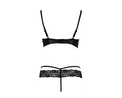 Комплект білизни Passion Exclusive NORTH SET L/XL, black, ліф і трусики з елементами під латекс