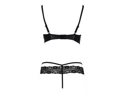 Комплект білизни Passion Exclusive NORTH SET S/M, black, ліф и трусики з елементами під латекс