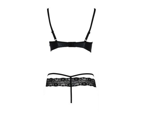 Комплект білизни Passion Exclusive NORTH SET XXL/XXXL, black, ліф і трусики з елементами під латекс