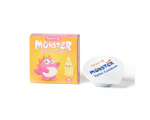 Насадка на член Recare Pink Monster Spike Condom (презерватив з кульками та вусиками)