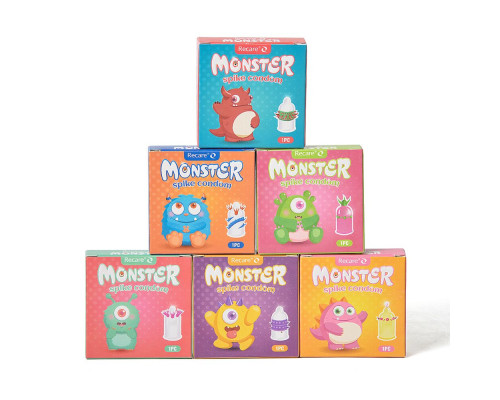 Насадка на член Recare Pink Monster Spike Condom (презерватив з кульками та вусиками)