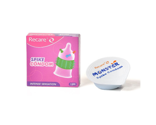 Насадка на член Recare Spike Condom Pink (презерватив з кульками та рядами шипів)