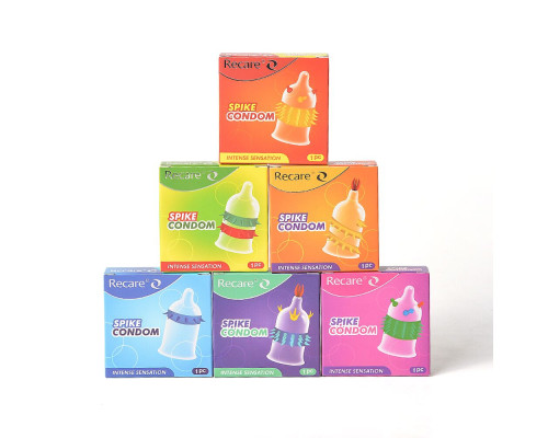Насадка на член Recare Spike Condom Pink (презерватив з кульками та рядами шипів)