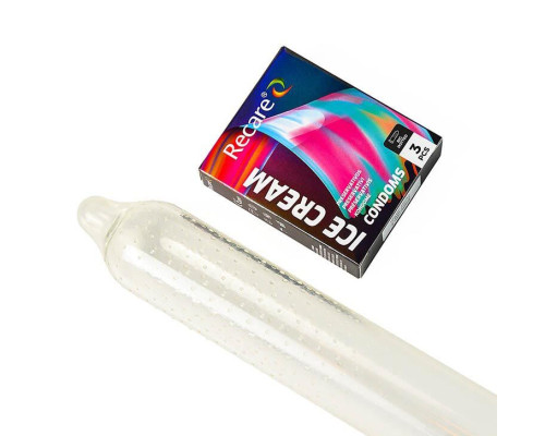Презервативи Holographic Recare Ice Cream Big Dotted Condoms 3 шт, з пухирцями, аромат: морозиво