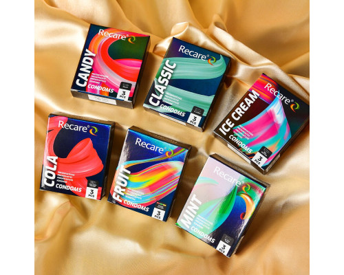 Презервативи Holographic Recare Ice Cream Big Dotted Condoms 3 шт, з пухирцями, аромат: морозиво