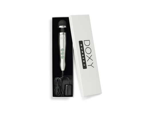 Вібромасажер DOXY Die Cast 3 Silver (Satin), дуже потужний, живлення 220В, металевий корпус