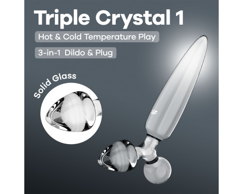 Тристоронній скляний дилдо Satisfyer Triple Crystal 1 Transparent