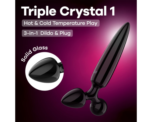 Тристоронній скляний дилдо Satisfyer Triple Crystal 1 Black
