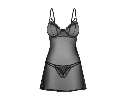 Сорочка Obsessive Euridia chemise & tanga XL/2XL