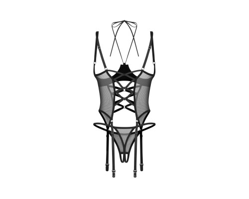 Корсет Obsessive Dominna cupless corset & crotchless thong 2XL/3X