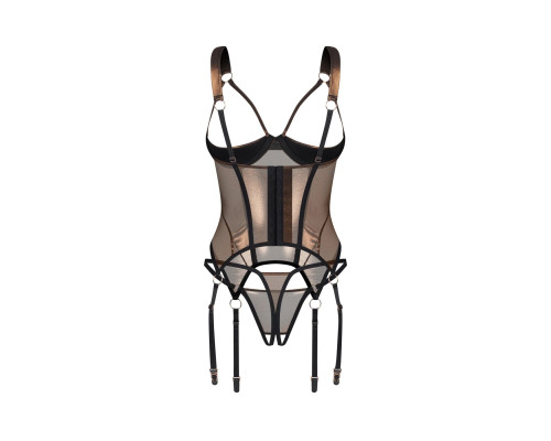 Корсет Obsessive Soranna cupless corset & crotchless thong 2XL/3XL