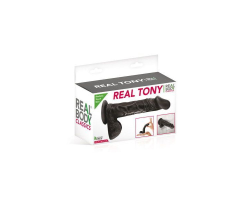 Фалоімітатор Real Body — Real Tony Black, TPE, діаметр 3,5 см (м'яте паковання!!!)