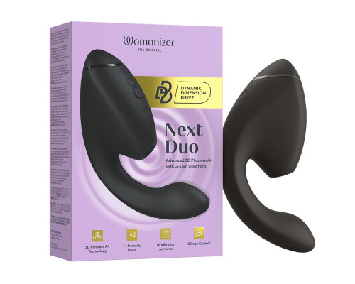 Подвійний вакуумний кліторальний стимулятор з вібрацією Womanizer Next Duo - Black