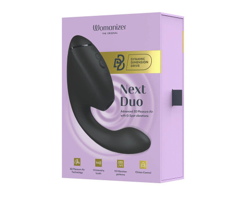 Подвійний вакуумний кліторальний стимулятор з вібрацією Womanizer Next Duo - Black