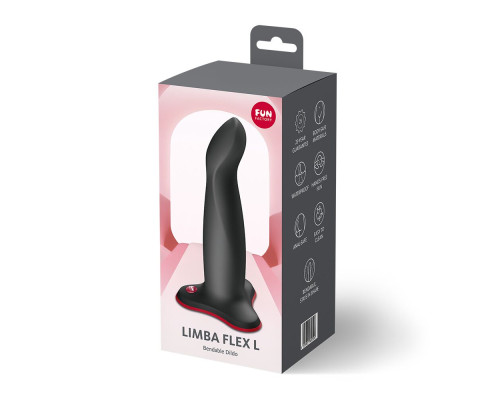 Фалоімітатор Fun Factory LIMBA FLEX L Black, гнучкий, з ефектом пам’яті, підходить для точки G