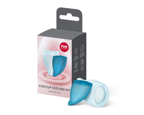 Набір менструальних чаш Fun Factory FUN CUP EXPLORE KIT, 2 шт, Multicolored Turquoise, об’єми 20 та 30 мл