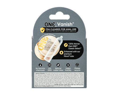Презервативи ONE Vanish Hyperthin 3 шт (м'яте паковання!!!)