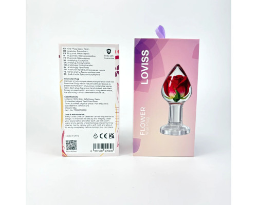 Розкішна анальна пробка Loviss Rose Anal Plug зі справжньою трояндою всередині