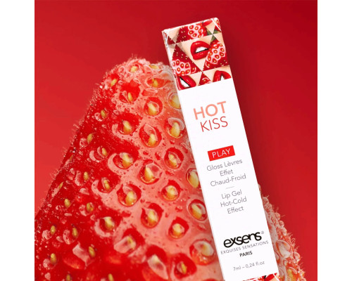 Стимулювальний блиск для губ EXSENS Strawberry Hot Kiss 7 мл, зігріває та охолоджує
