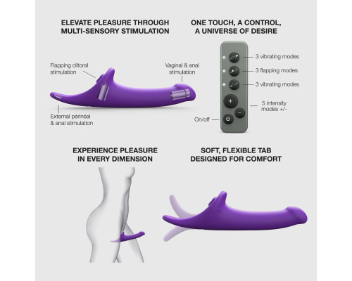 Вібронасадка для страпону з вакуумною стимуляцією Strap-On-Me Multi Orgasm Dildo S Purple