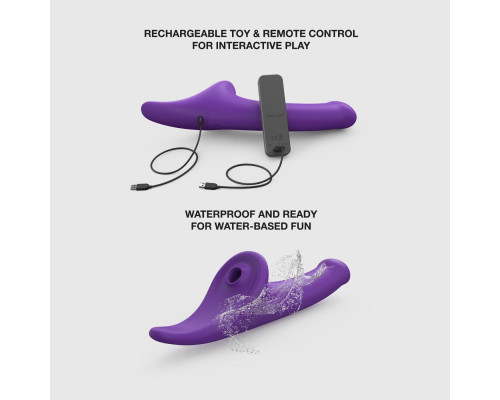 Вібронасадка для страпону з вакуумною стимуляцією Strap-On-Me Multi Orgasm Dildo S Purple