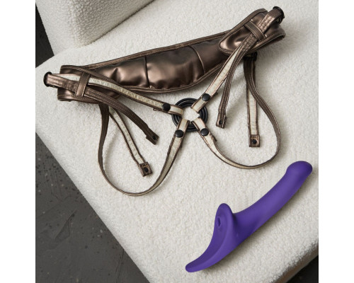 Вібронасадка для страпону з вакуумною стимуляцією Strap-On-Me Multi Orgasm Dildo S Purple