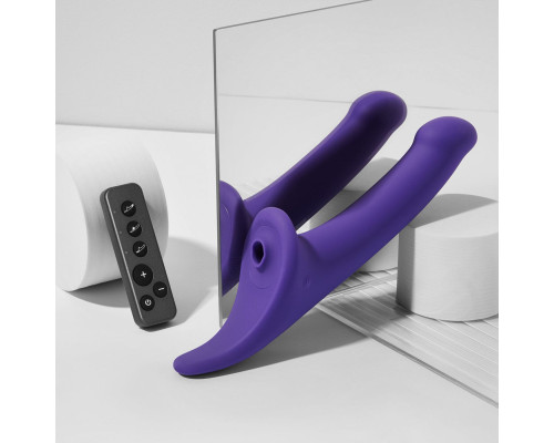 Вібронасадка для страпону з вакуумною стимуляцією Strap-On-Me Multi Orgasm Dildo L Purple