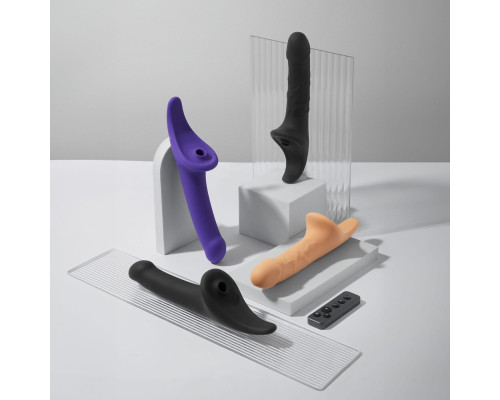 Вібронасадка для страпону з вакуумною стимуляцією Strap-On-Me Multi Orgasm Dildo L Purple