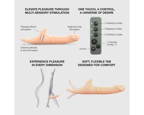 Вібронасадка для страпону з вакуумною стимуляцією Strap-On-Me Multi Orgasm Realistic Dildo M Vanilla